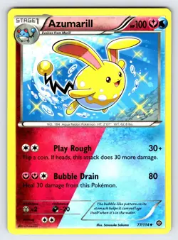 Azumarill 77/114 2016 XY Steam Siege Pokemon Card TCG Shiny Non Holo - Nm/Vlp - Image 1