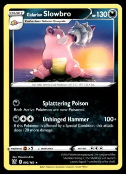 Galarian Slowbro 92/163 Pokemon Card Battle Styles Rare 130 HP Lightly Played ND - Image 1