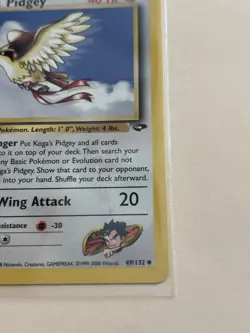 Pokemon TCG Koga's Pidgey Gym Challenge-Uncommon 49/132 40 HP Basic Regular WOTC - Image 2