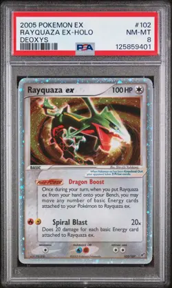 Pokemon Rayquaza ex EX Deoxys Holo Ultra Rare #102 PSA 8 Mint - Image 1