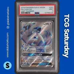 2018 POKEMON SUN & MOON LOST THUNDER #207/214 LUGIA GX FULL ART ULTRA RARE PSA 9 - Image 1