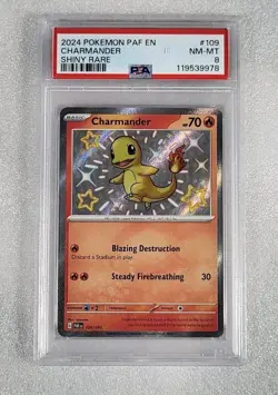 Charmander 109/091 PSA 8 NM-MT SV Paldean Fates Baby Shiny Pokemon TCG - Image 1