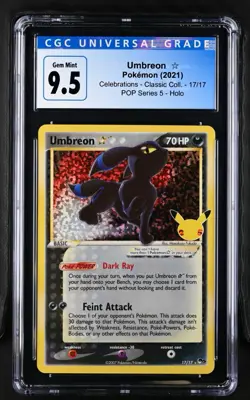 Umbreon 2021 Celebrations 17/17 Pokemon CGC 9.5 blue label =CGC 10 Gem Mint - Image 1