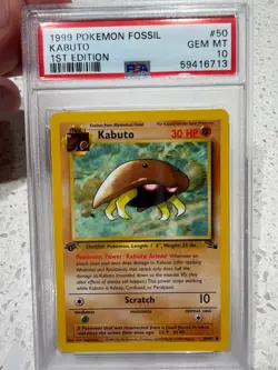 1999 Pokemon Fossil 1st Edition Kabuto #50/62 PSA 10 - Image 1