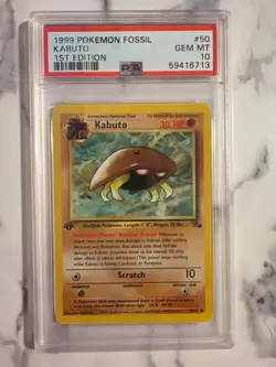 1999 Pokemon Fossil 1st Edition Kabuto #50/62 PSA 10 - Image 2