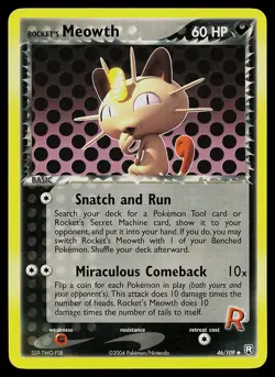 Pokemon Card - Rocket's Meowth Team Rocket Returns 46/109 Uncommon - Image 1