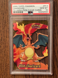 2000 TOPPS Pokemon CHARIZARD TV Animated Clear Cards PSA 10 PSA Cert # 54202933 - Image 1