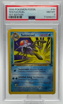 1999 POKEMON FOSSIL #44 TENTACRUEL 1ST EDITION PSA 8 NM-MT - Image 1