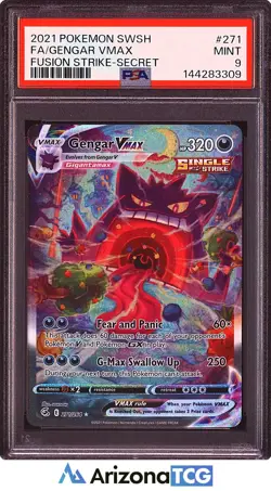 Pokemon 2021 Gengar VMAX 271/264 Alt Art Secret Rare Fusion Strike PSA 9 - Image 1