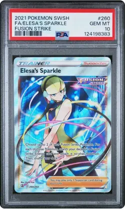 ELESA'S SPARKLE PSA 10 2021 POKEMON SWORD & SHIELD FUSION STRIKE #260 FULL ART - Image 1