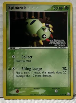 2004 Pokemon TGC Holographic Stamped Team Rocket Returns Spinarak #78/109. - Image 1