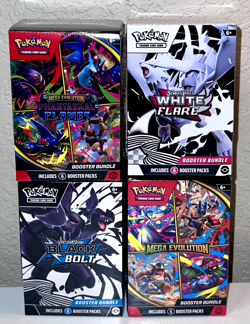 Pokemon Booster Bundle Lot Black Bolt, Mega, Phantasmal Flames, White Flare - Image 1