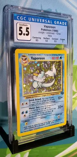 CGC Excellent+ 5.5 Vaporeon Pokemon Jungle Holo Rare 12/64 - Image 2