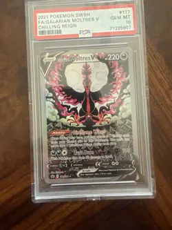Pokemon Galarian Moltres V Full Art Chilling Reign PSA 10 177/198 - Image 1
