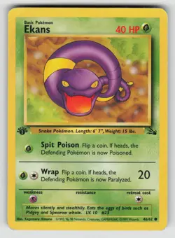 Ekans 46/62 Common Fossil Pokemon 1st Edition HP dmg - Image 1