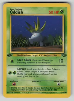 Oddish 58/64 Common Jungle Pokemon 1st Edition HP dmg - Image 1