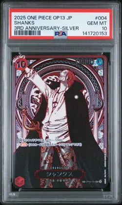 Shanks 004 3rd Anniversary OP13 Carry on His Will Silver SP One Piece JPN PSA 10 - Image 1