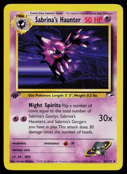 Pokemon Card - Sabrina's Haunter 1st Edition Gym Heroes 58/132 Uncommon - Image 1