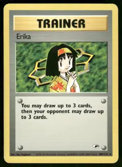 Pokemon Cards Erika 100/132 Unlimited Gym Heroes WOTC Rare LP - Image 1