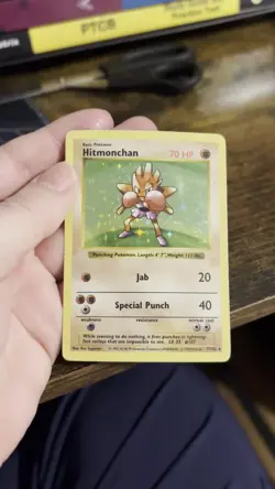 Pokemon Shadowless Hitmonchan 007/102 Base Set Holo Dent/Played See Pictures - Image 2