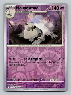 Reverse Holo Houndstone 106/198 Rare SV01: Scarlet & Violet Base Set Pokemon - Image 1