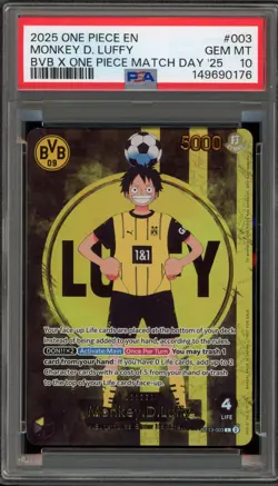One Piece CCG Monkey.D.Luffy BVB X One Piece Match Day '25 Promo ST13-003 PSA 10 - Image 1