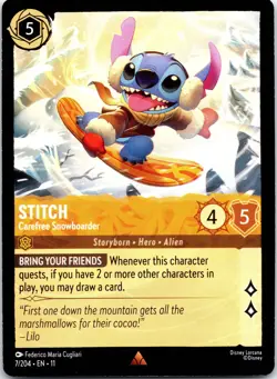 Disney Lorcana Stitch - Carefree Snowboarder Winterspell Rare #7/204 NM - Image 1