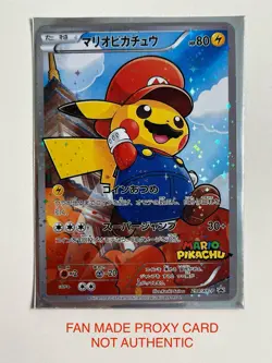 Poncho-Wearing Mario Pikachu 294/XY-P Full Art Japanese CUST0M Fan Art Card ACG - Image 1