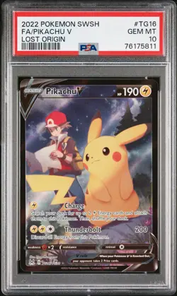 PSA 10 GEM MINT Pikachu V TG16/TG30 Lost Origin Holo Pokemon Card - Image 1