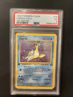 Lapras Holo 1st Edition PSA 5 1999 Pokemon Fossil #105 - Image 1
