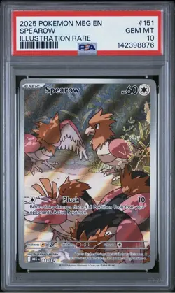 2025 POKEMON MEG EN-MEGA EVOLUTION ILLUSTRATION RARE #151 SPEAROW PSA 10 GEM - Image 1