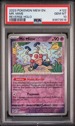 2023 POKEMON MEW EN-151 REVERSE HOLO #122 MR. MIME PSA 10 - Image 1