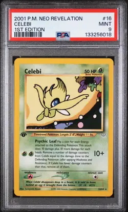 2001 POKEMON NEO REVELATION 1ST ED #16 CELEBI PSA 9 - Image 1