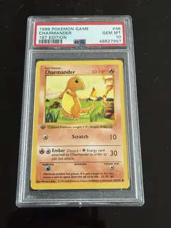 1999 POKEMON BASE SET 1ST EDITION #46 CHARMANDER PSA 10 - Image 1