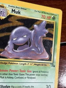 Pokemon Fossil Muk 13/62 Holo Rare LP - Image 3