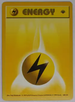 Lightning Energy 100/102 Base Set 1st Edition (Shadowless) Regular Pokemon TCG - Image 1