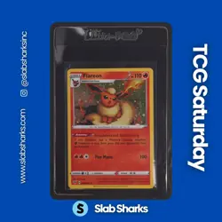 2020 POKEMON SWSH VIVID VOLTAGE COLLECTOR CHEST EXC FLAREON COSMOS HOLO #026/185 - Image 1