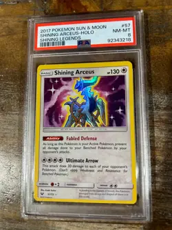 POKEMON 2017 Shining Legends SHINING ARCEUS Holo #57 PSA 8 RARE - Image 1