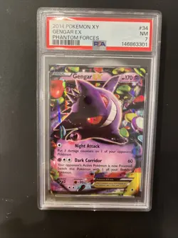 2014 POKEMON XY PHANTOM FORCES #34 GENGAR EX PSA 7 - Image 2