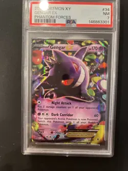 2014 POKEMON XY PHANTOM FORCES #34 GENGAR EX PSA 7 - Image 4