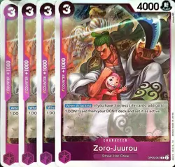 One Piece TCG - 4er Playset - OP05-067 Zoro-Juurou R/EN/NM - Image 1