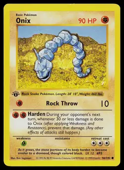 Pokemon Card - Onix 1st Edition Base Set Shadowless 56/102 - Image 1