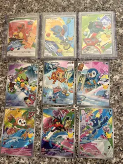 Pokemon First Partner Illustration Set Complete 9 Card 30th Anniversary - Image 1