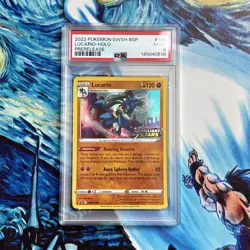 2022 Black Star Promo Brilliant Stars Pre Release # 186 Lucario Holo PSA 9 Card! - Image 1
