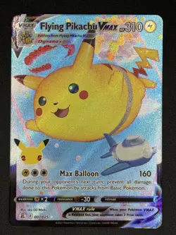 Pokemon TCG Flying Pikachu VMAX Holo Ultra Rare Card Celebrations 007/025 - Image 1