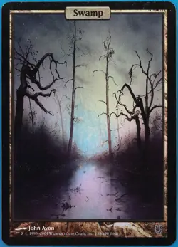 Swamp FOIL Unhinged HEAVILY PLD Textless Extended / Full Art (469636) ABUGames - Image 1