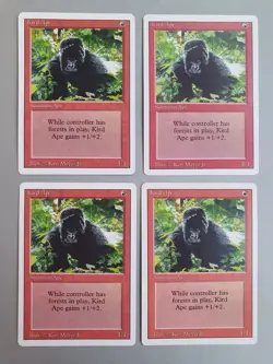 Kird Ape x4 PLAYSET , MTG Revised Ed. (1994) Common Red Creature NM - Image 1