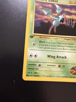 Pokemon Gym Heroes 1st Edition Rare Card Brock's Zubat 2000 24/132 - Image 5