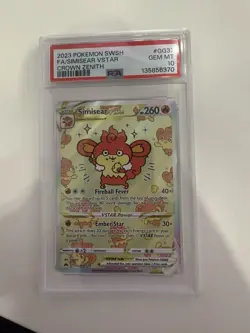 Pokemon TCG Simisear VSTAR Galarian Gallery Crown Zenith Card GG37/GG70 - Image 1