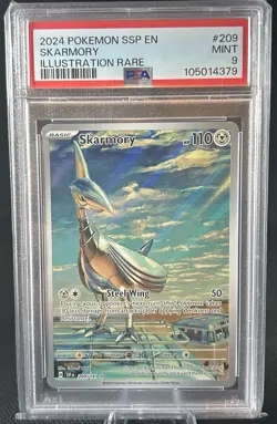 Pokemon TCG Skarmory 209/191 Surging Sparks Illustration Rare Holo PSA 9 - Image 1